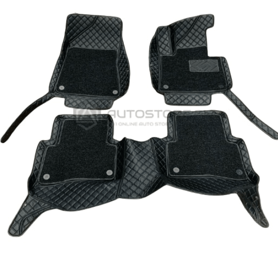 Kia Sportage 9D Diamond Floor Mats Black Stitch With Black Grass