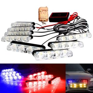 Police Flasher Red Blue with Remote 8 pcs