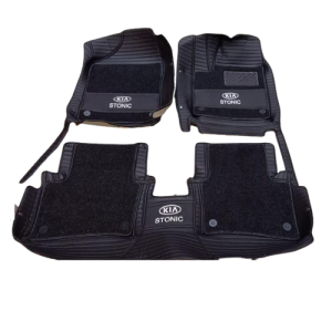 Kia Stonic 9D Floor Mats Horizontal Stitch Black With Black Grass 2021-2022
