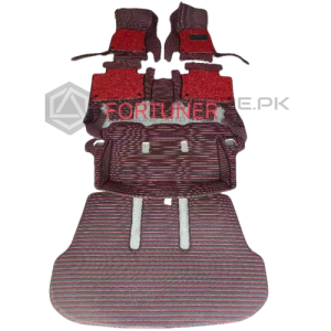 Toyota Fortuner 9D Floor Mats Horizontal Red Stitch With Red Grass 2016-2021