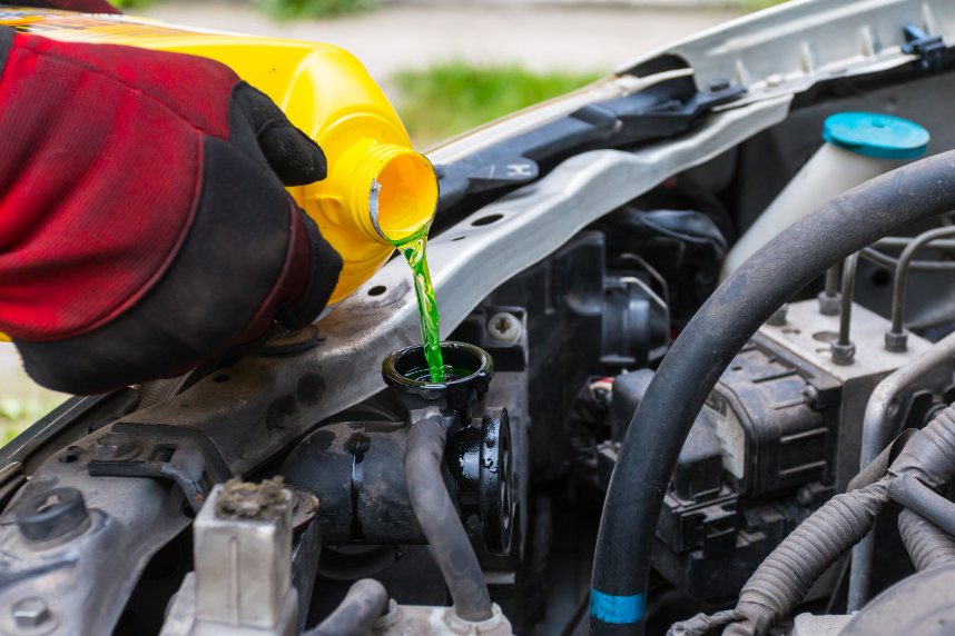 checking car radiator and coolant