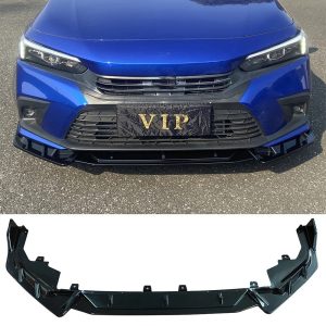 Honda Civic Batman Style / Shark Fin Style Front Splitter Glossy Black 2022-2023