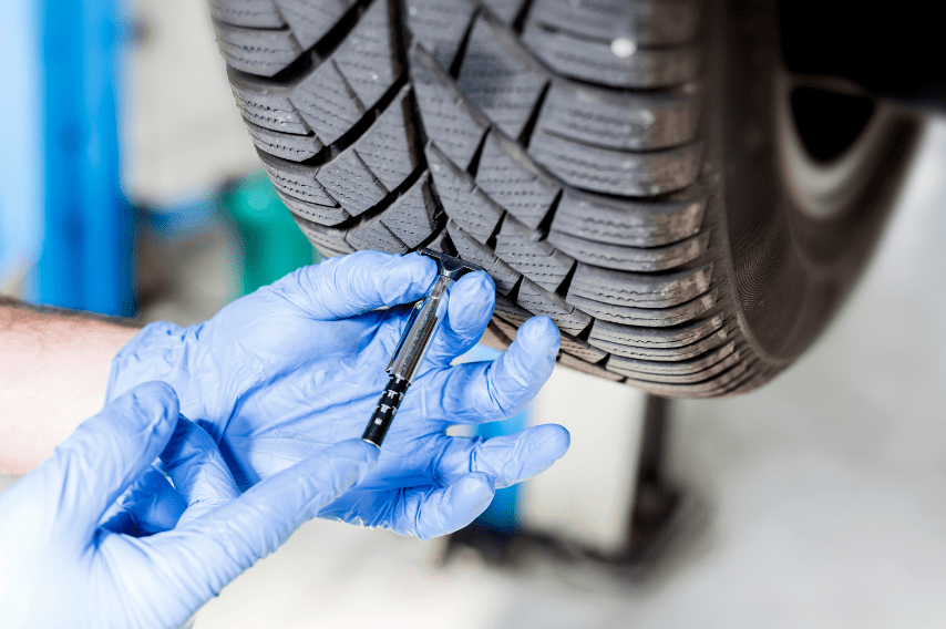 checking car tire tread