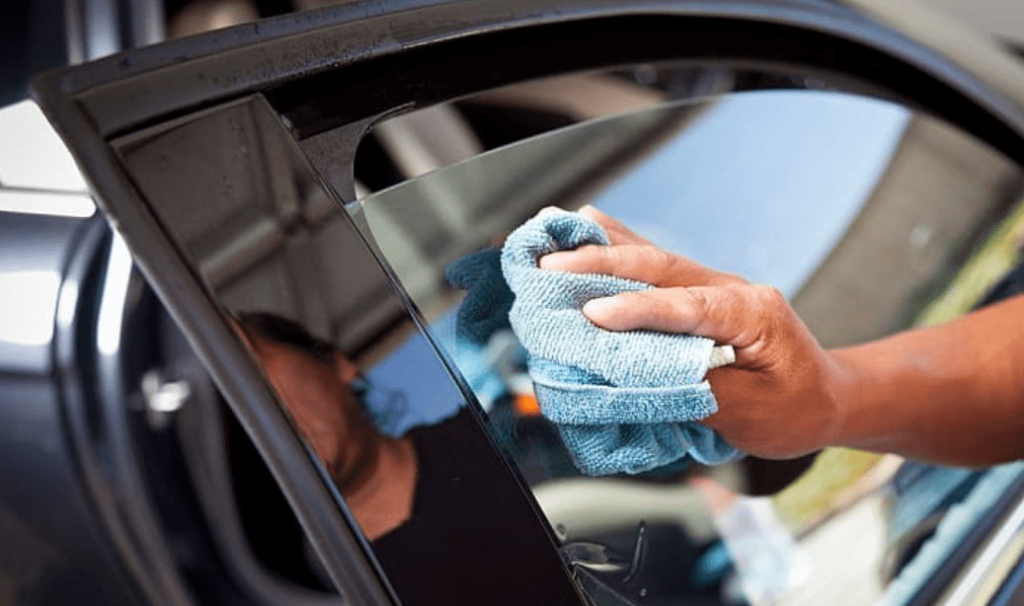 cleaning car interior glass windows