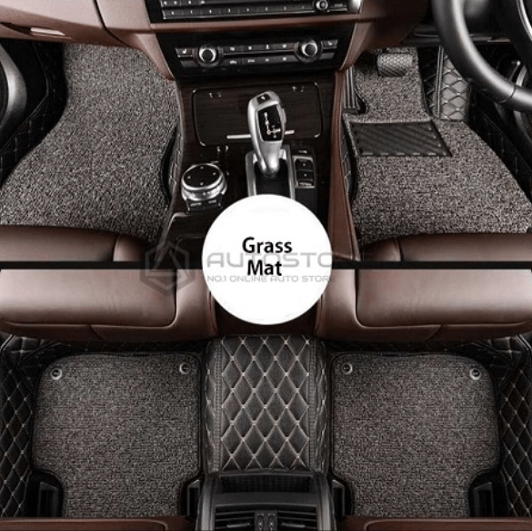 Corolla 9D Diamond Floor Mats (Black color with Grey Grass)