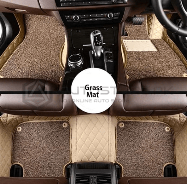 Corolla 9D Diamond Floor Mats (Beige with Coffee Grass)