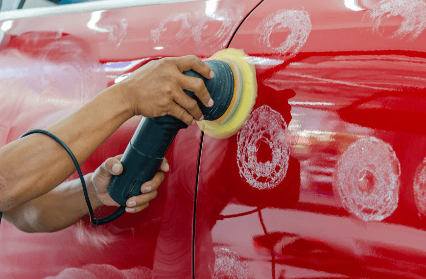 waxing a red car