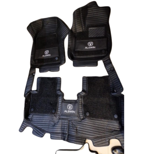 Changan Alsvin 9D Floor Mats Horizontal Stitch Black With Black Grass 2021-2023