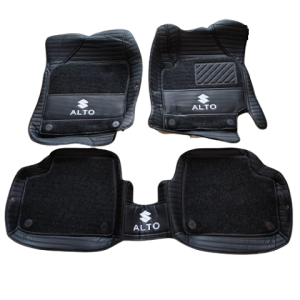 Suzuki Alto 9D Floor Mats Horizontal Stitch Black With Black Grass 2020-2023