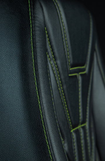 green stitch black seat cover