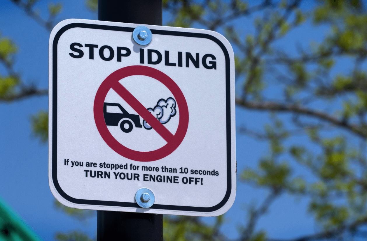 stop idling sign for fuel efficiency