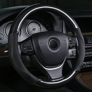 Universal Leather Carbon Fiber Steering Cover with Leather