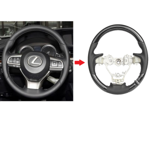 Wood Piano Black Leather Steering For Lexus