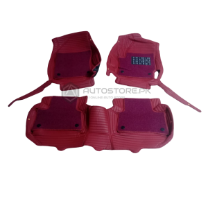 Toyota Cross 9D Floor Mats Horizontal Stitch Maroon With Maroon Grass 2021-2023
