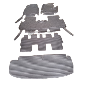 Hyundai Santa Fe 9D Floor Mats Horizontal Stitch Black With Black Grass 2019-2023