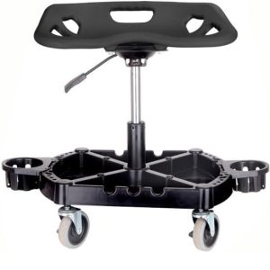 Lifting Seat Rolling Workshop Stool with Tool Tray