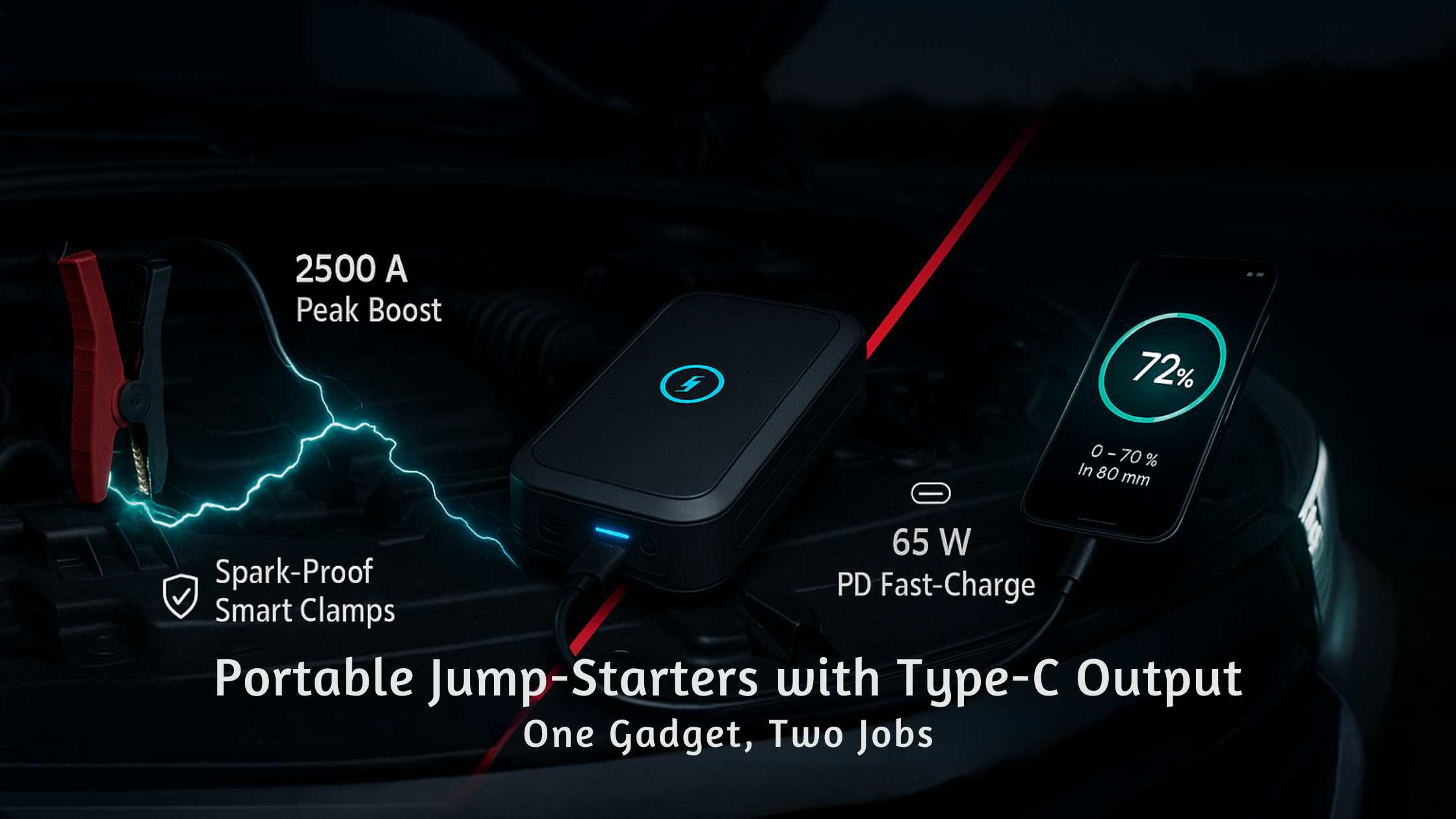 Portable jump-starters with Type-C output