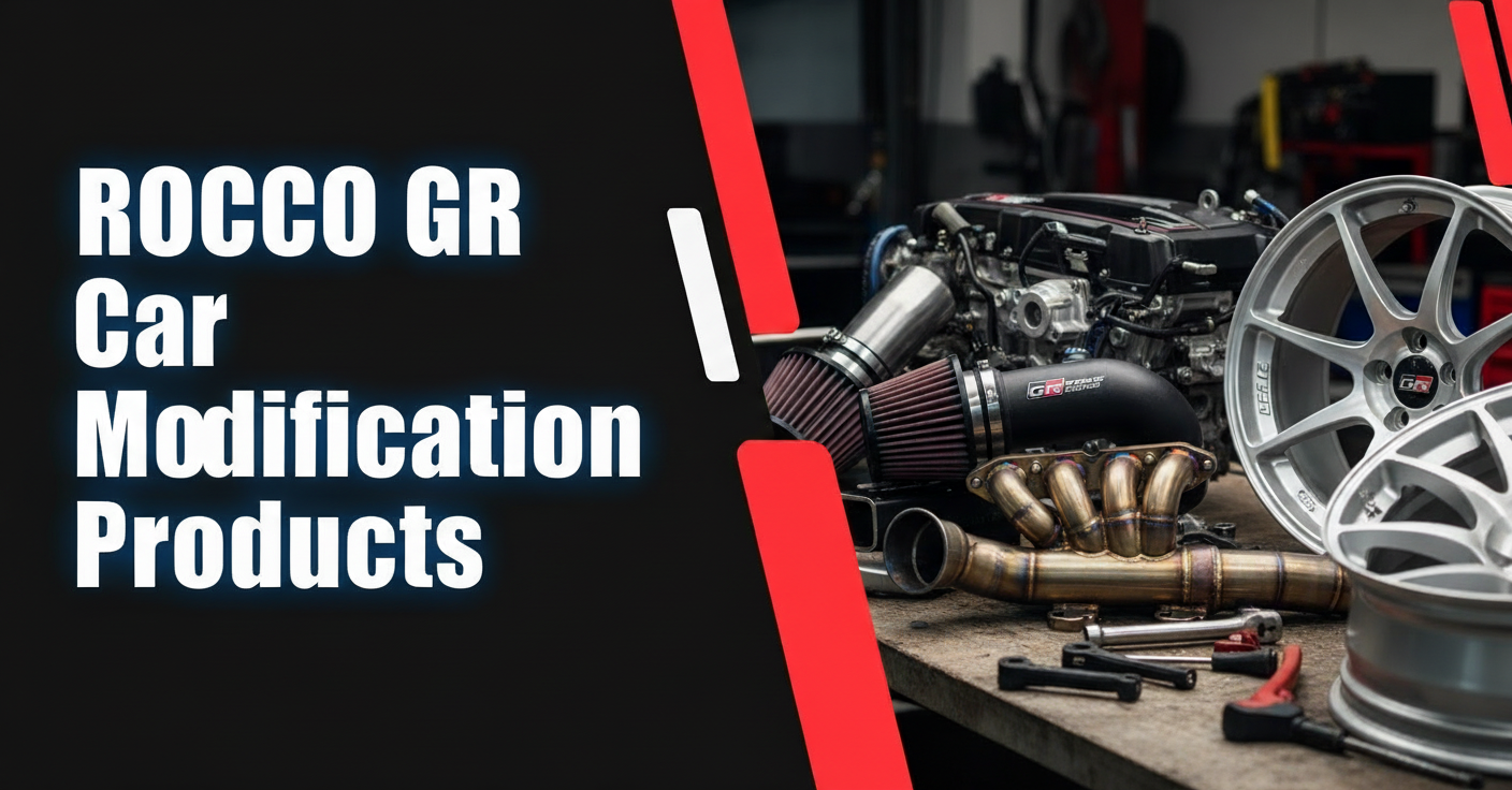 A black and red blog banner with the title "Rocco GR Car Modification Products"
