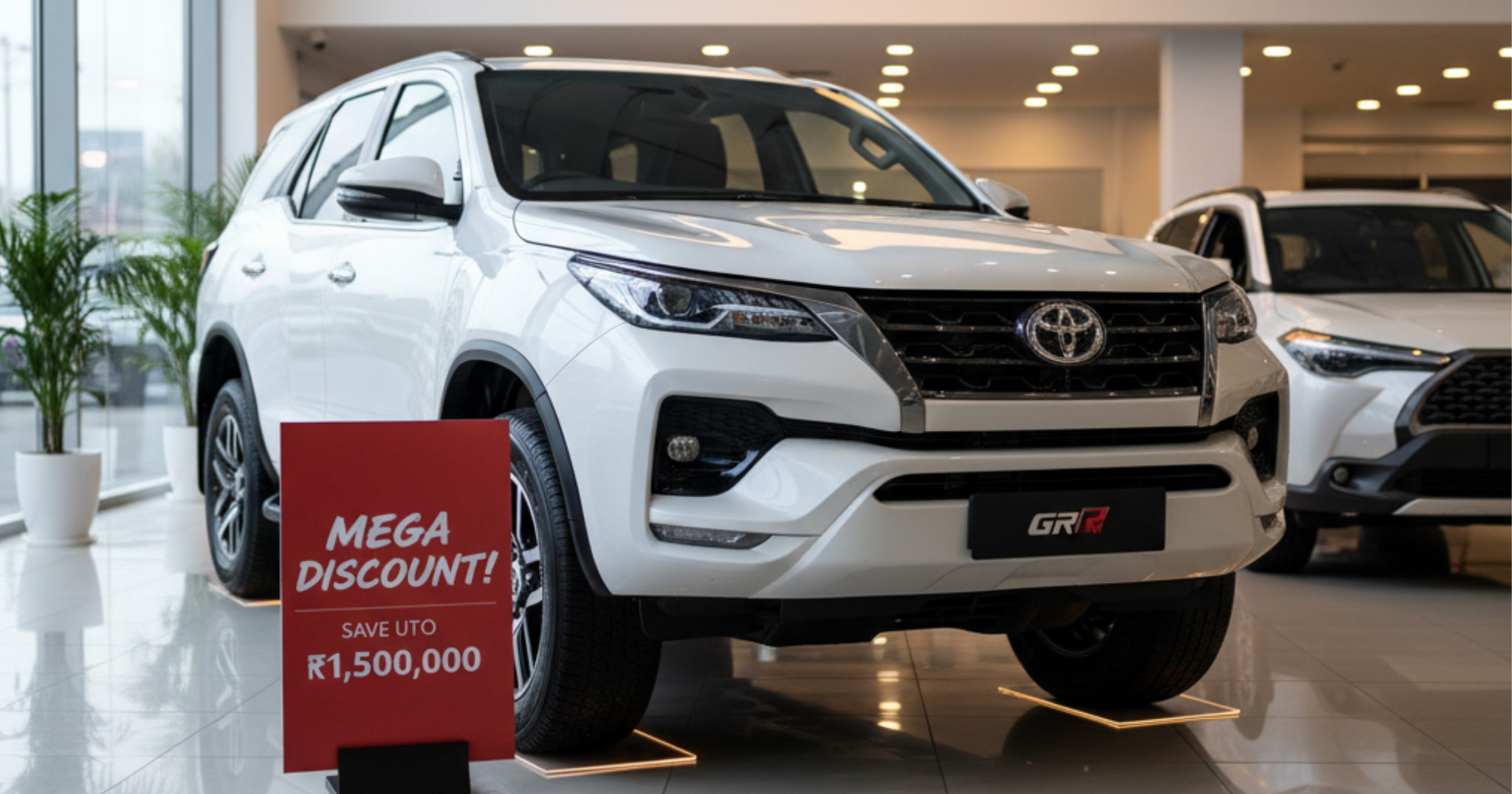 A blog banner showing white Fortuner.