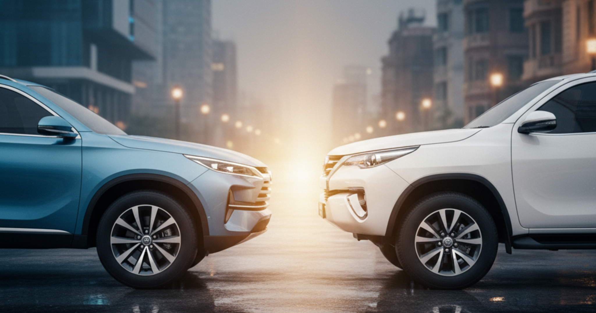 A blog banner showing two vehicles in confrontational face-off arrangement