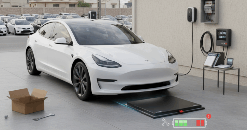 A blog banner image showcasing an EV getting charged.