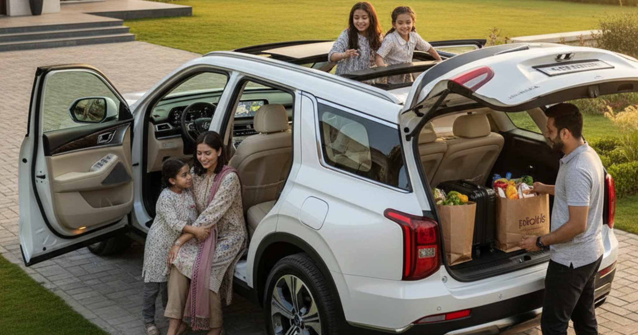 A blog banner image showing Hyundai Palisade and a family