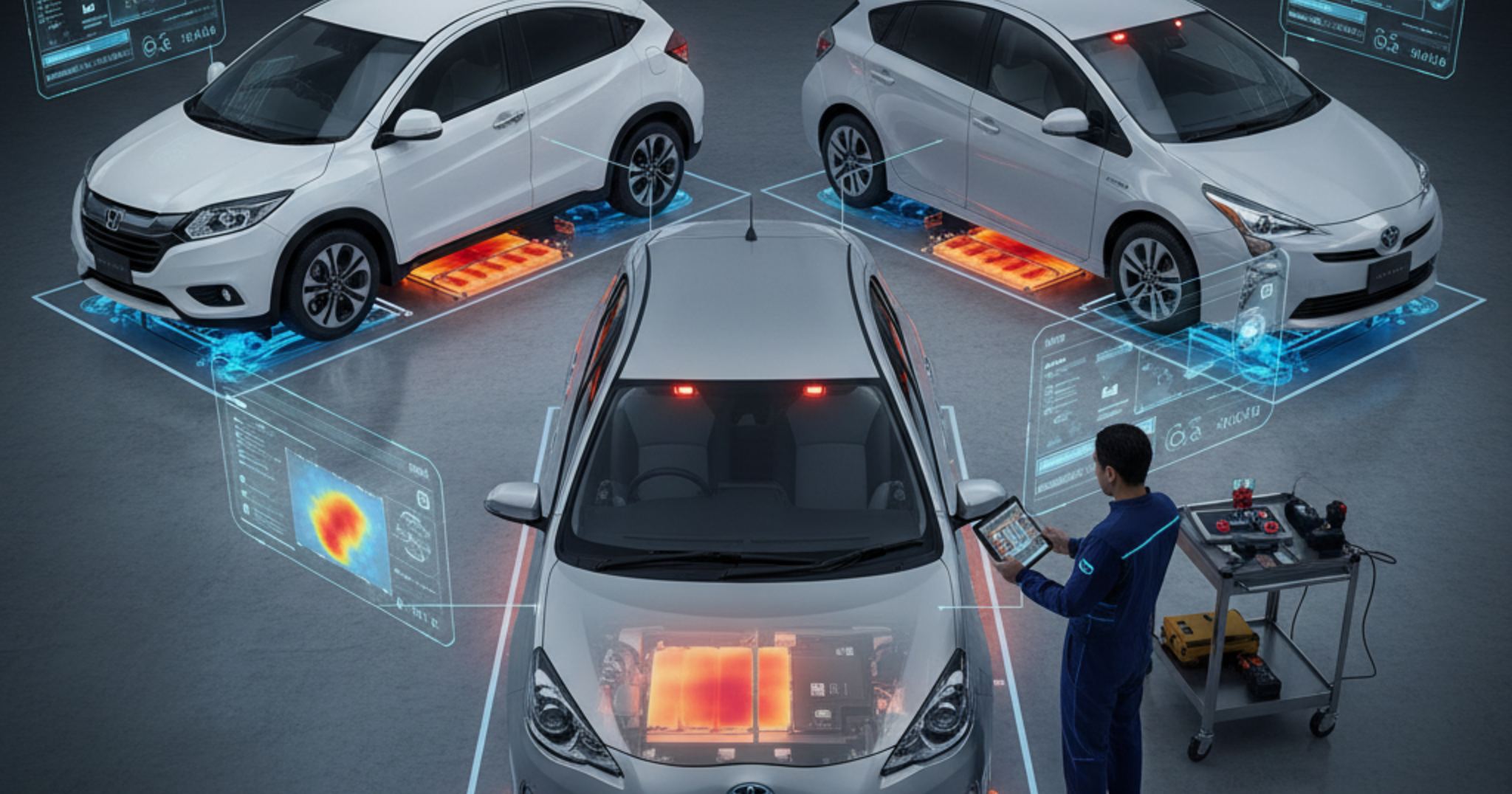 A blog banner image showing a Hybrid Battery Overheating