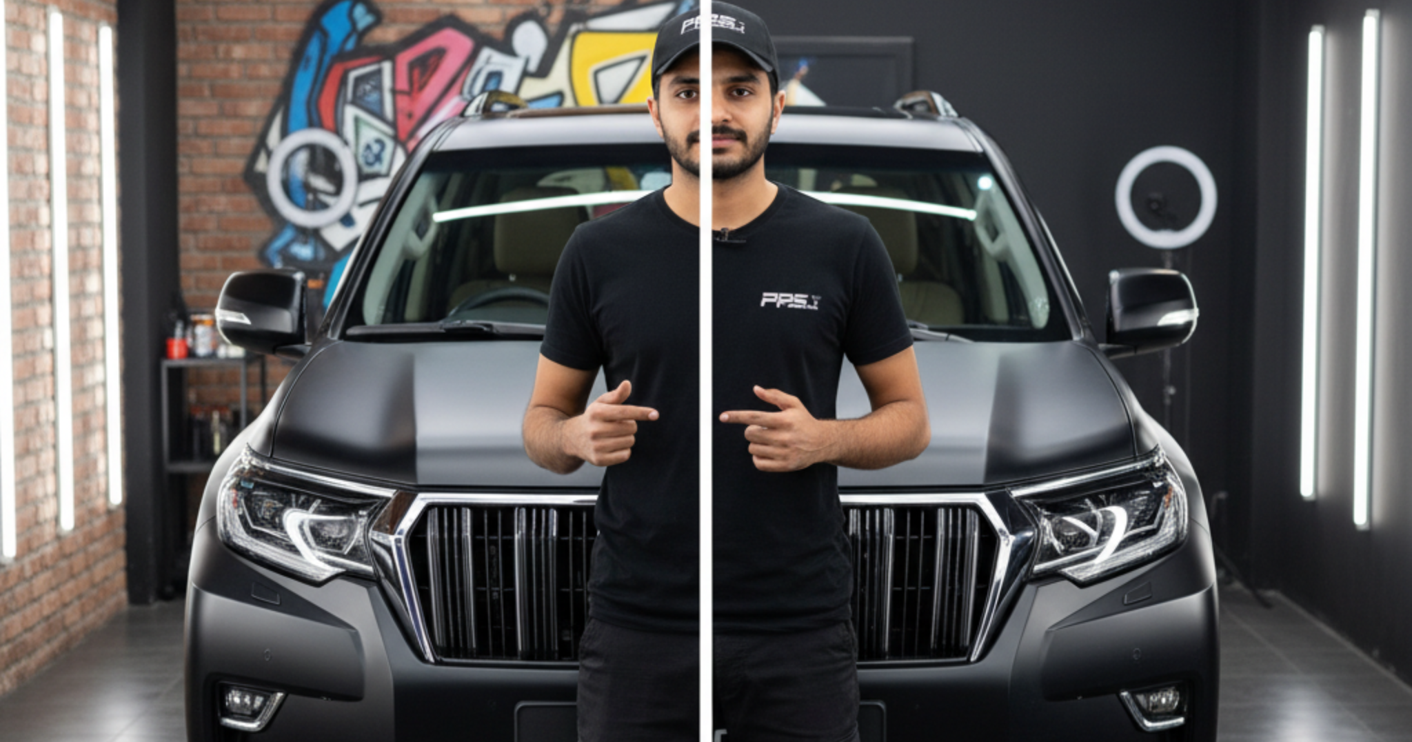 A blog banner image showing PPS Blackout vs Traditional Car Wraps.