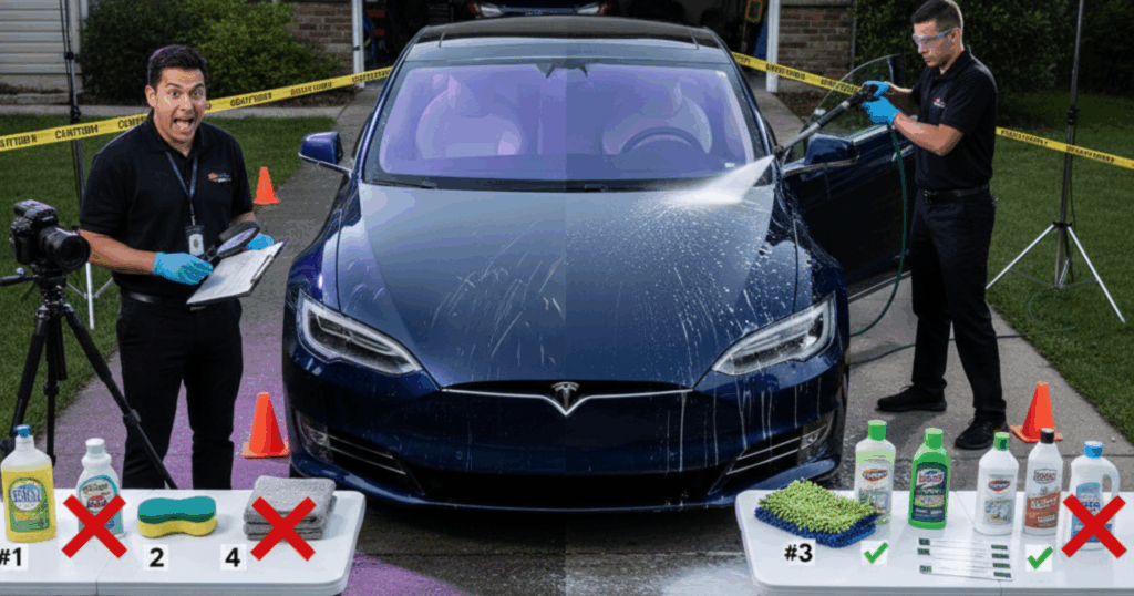 A blog banner image showing a car being washed.