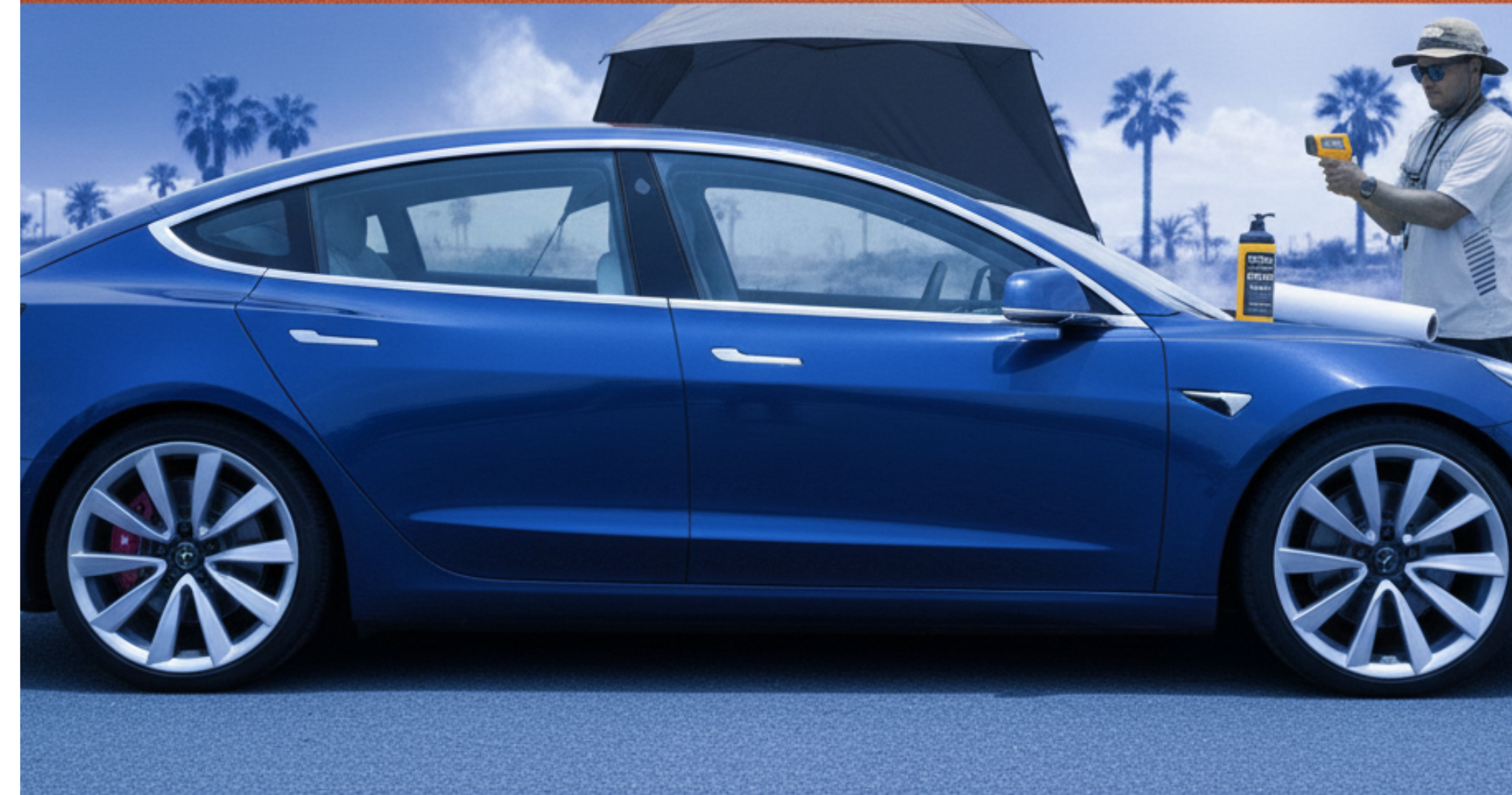 A blog banner image showing a blue car.