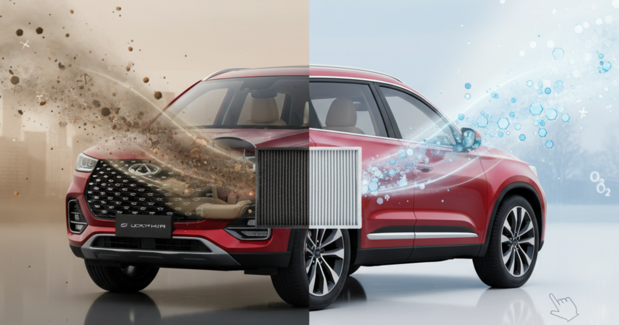A blog banner image showing impact of pollution on car