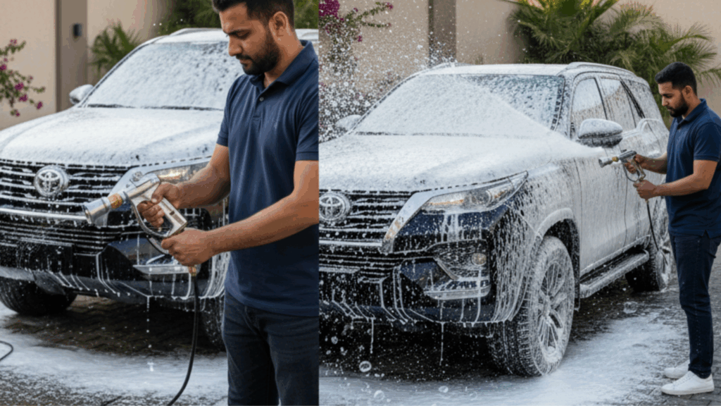 A blog banner image showing Quick-Connect Foam Cannon
