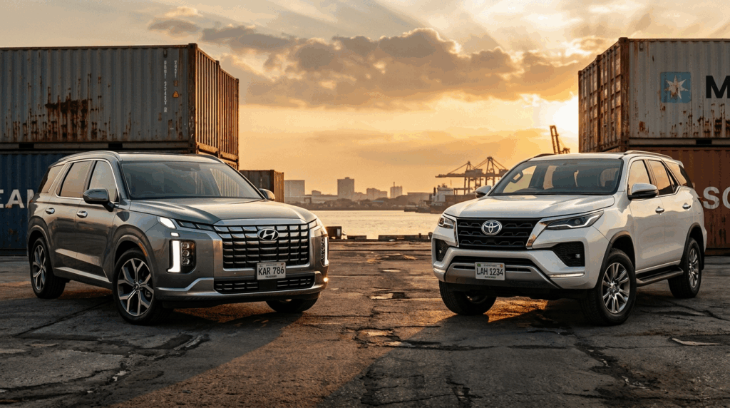 A blog banner image showing Hyundai Palisade and Fortuner