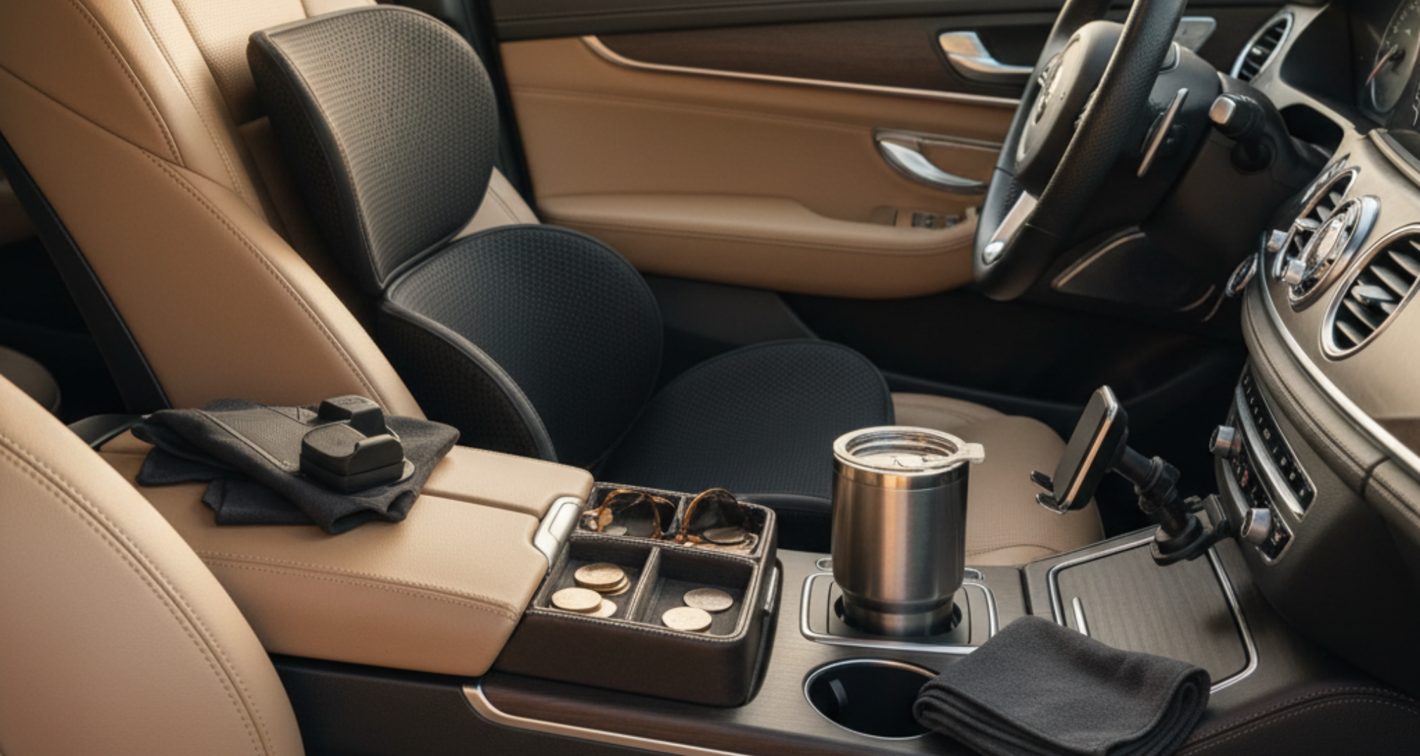A blog banner image showing car accessories