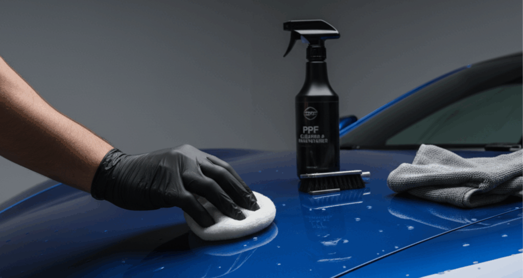 A blog banner image showing car PPF