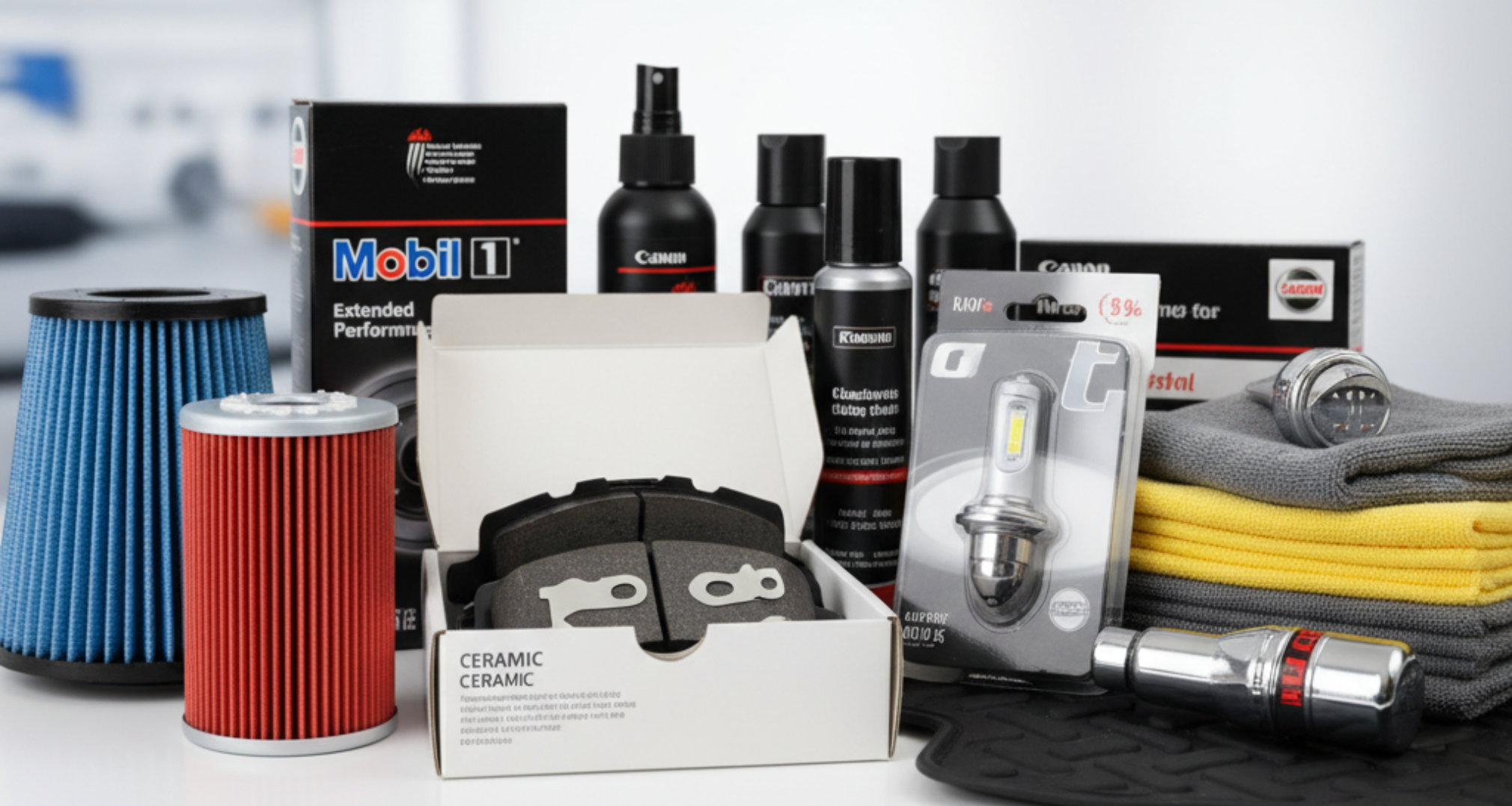 A blog banner image showing car accessories