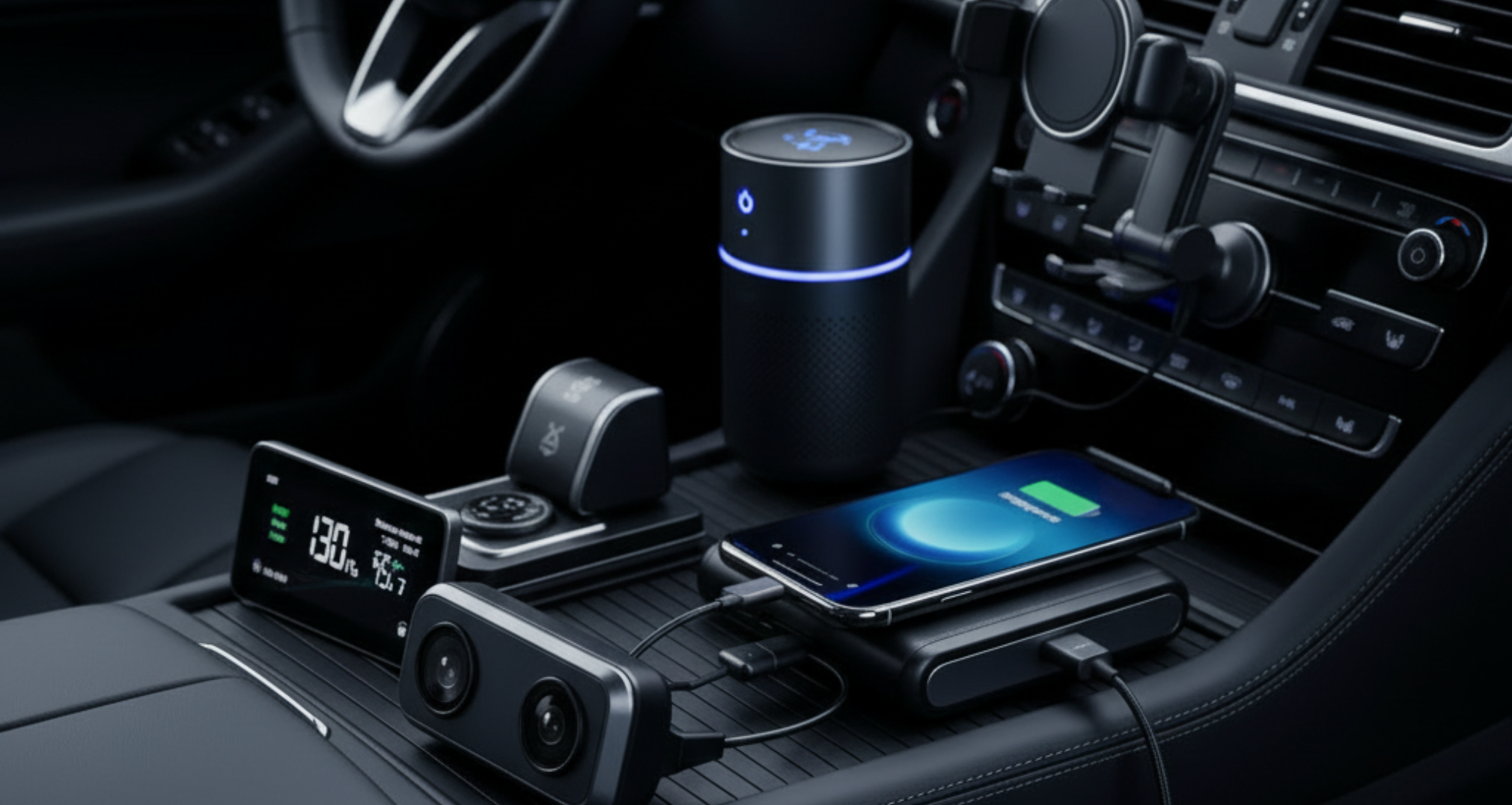 A blog banner image showing some Amazing Gadgets for Your Car
