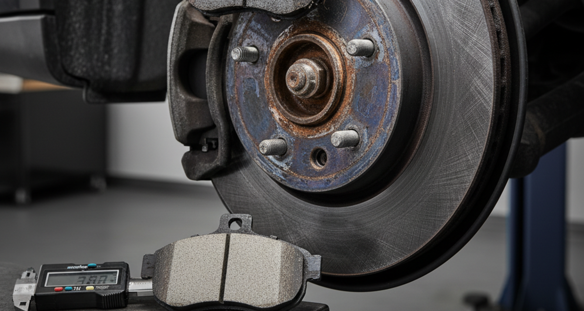 A blog banner image showing squeaky brakes in bad condition