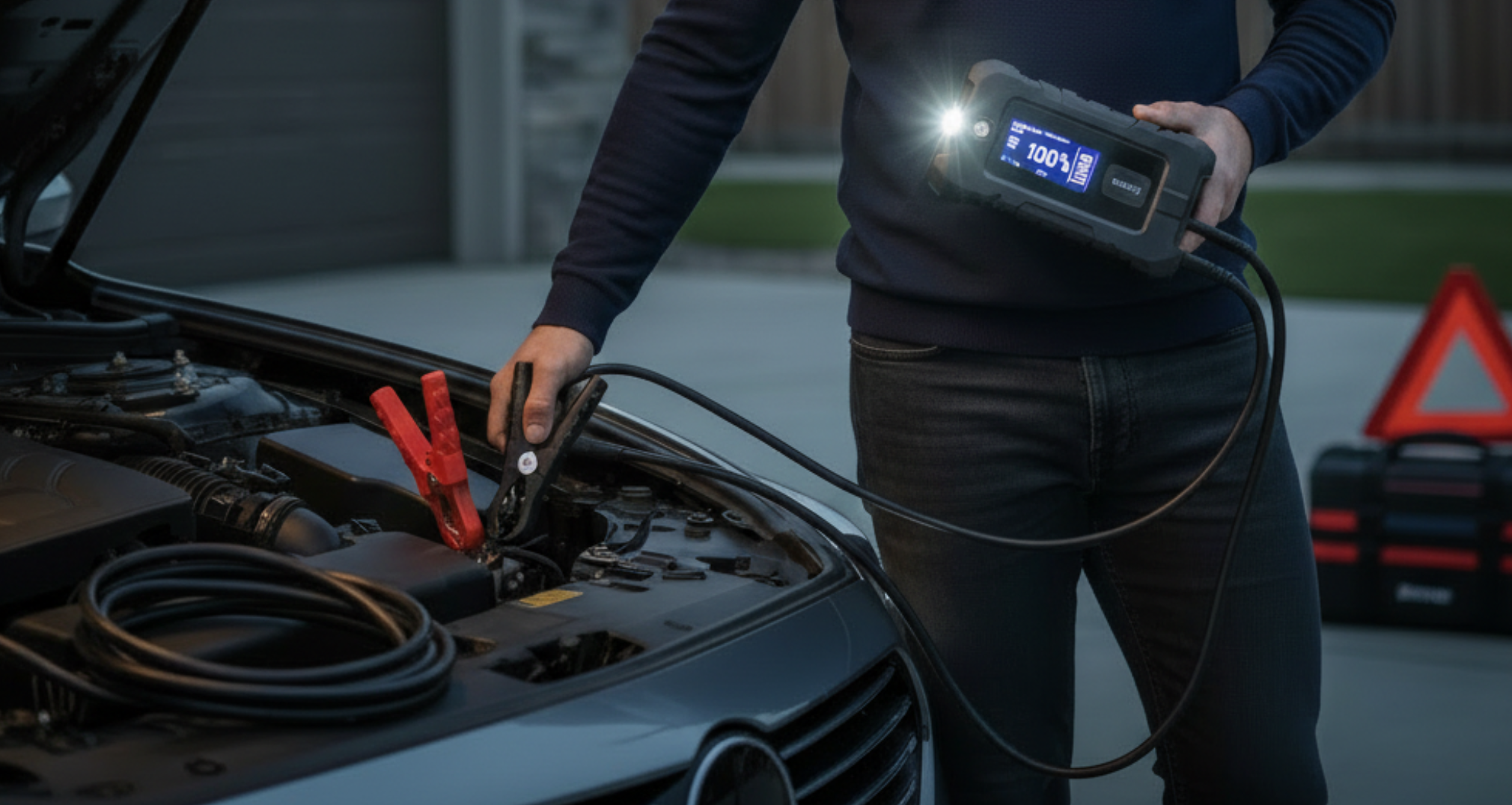 A blog banner about jump starting a car