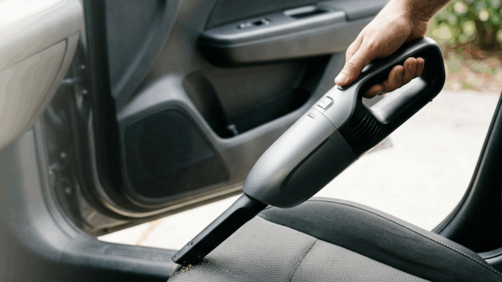 A blog banner image showing car vacuum