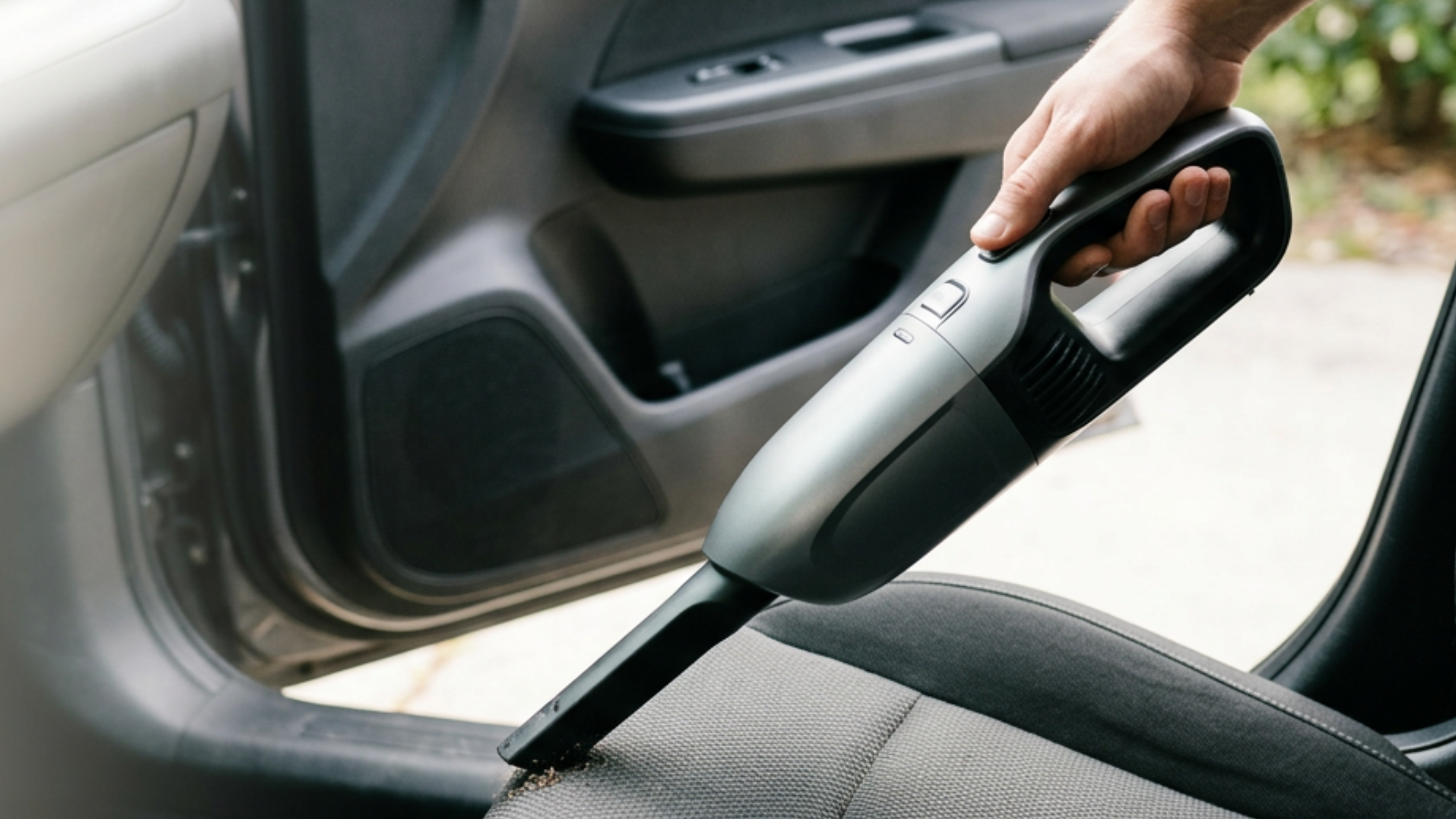 A blog banner image showing car vacuum