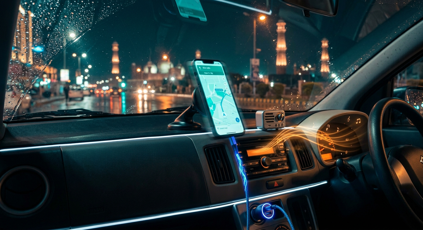 A car with tech accessories
